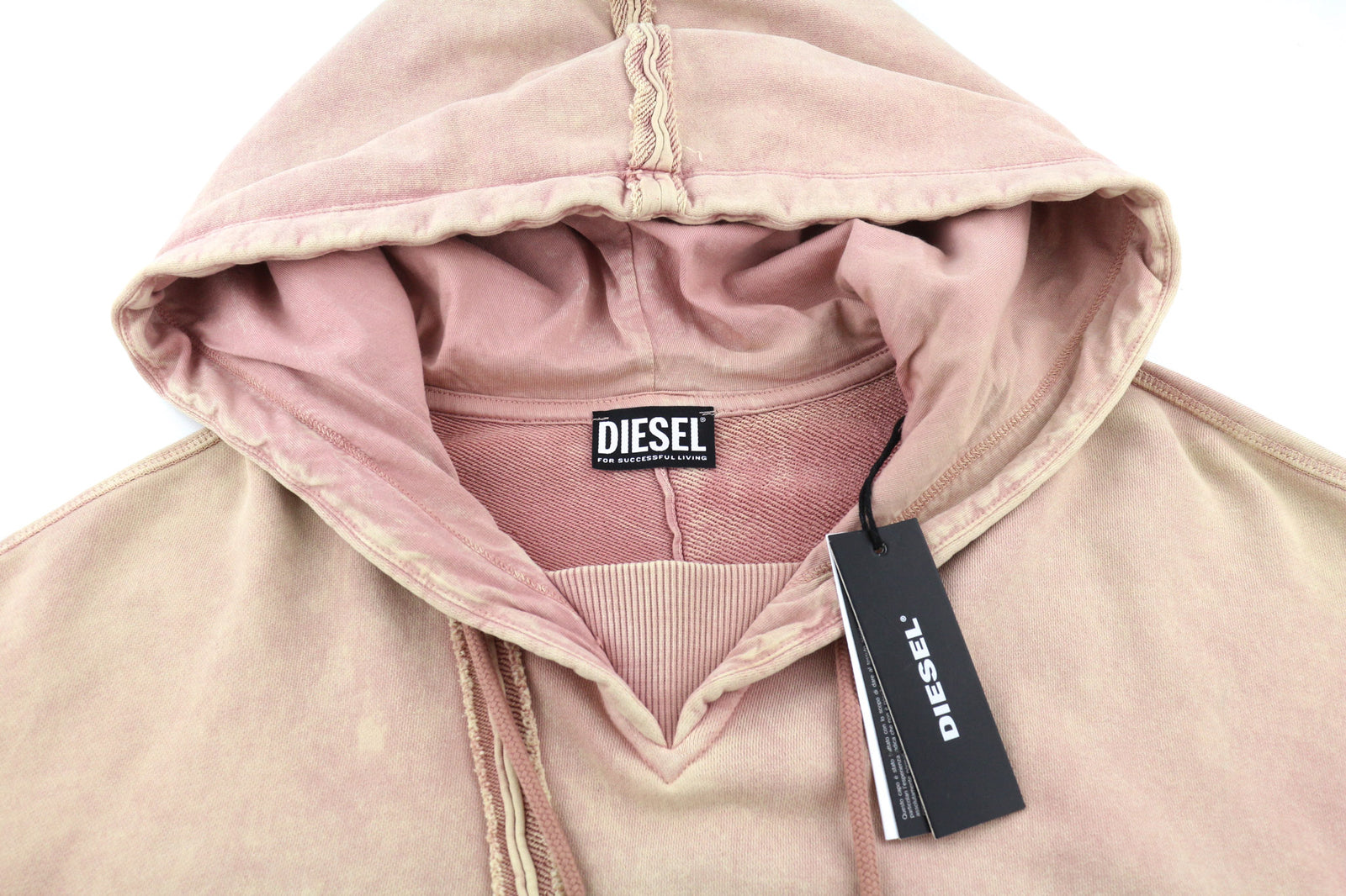DIESEL F-Mikky Women Hoodie L Logo Peach Hooded Asymmetrical Pullover RRP€195