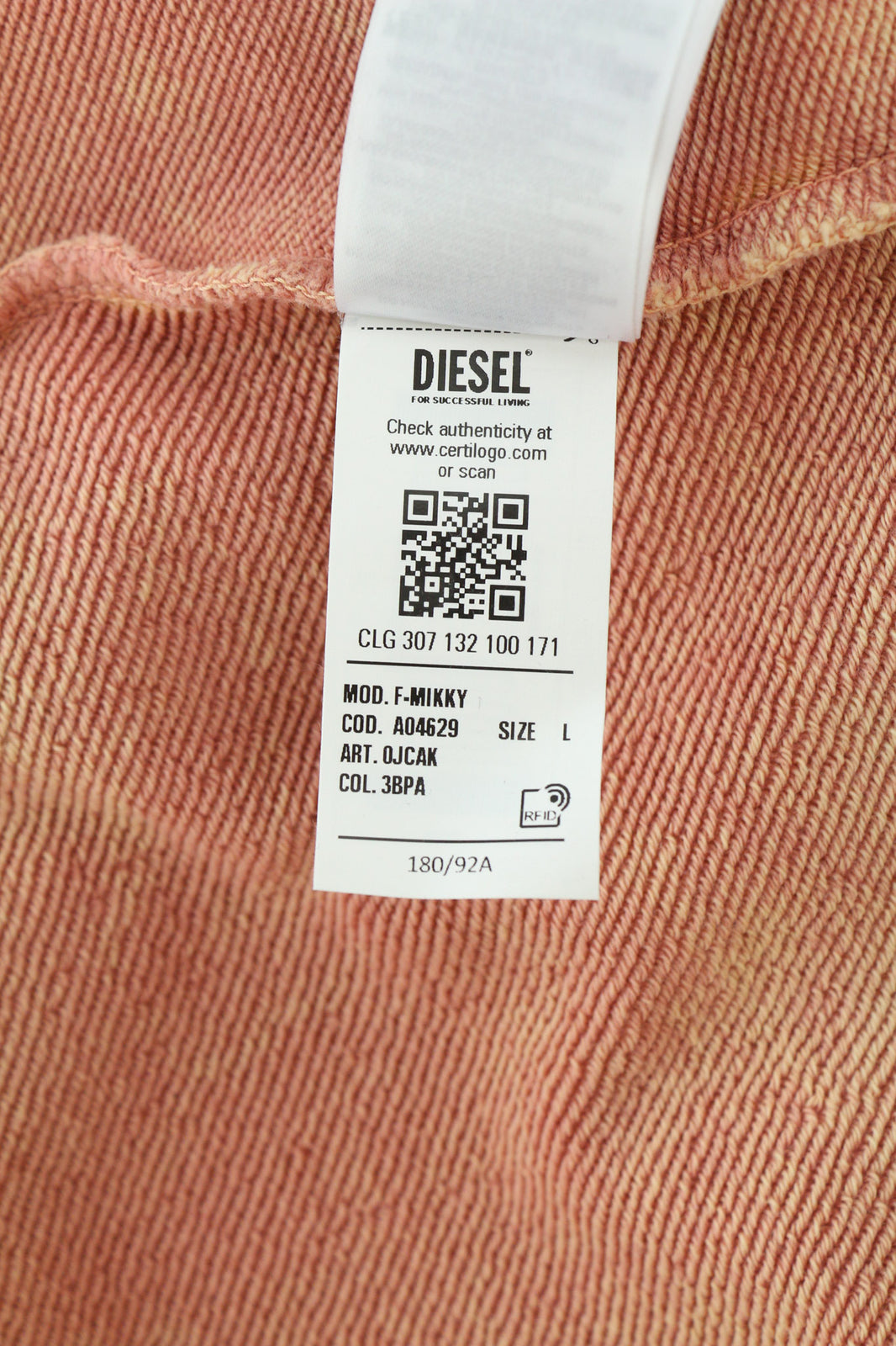 DIESEL F-Mikky Women Hoodie L Light Peach Hooded Asymmetrical Pullover RRP€195