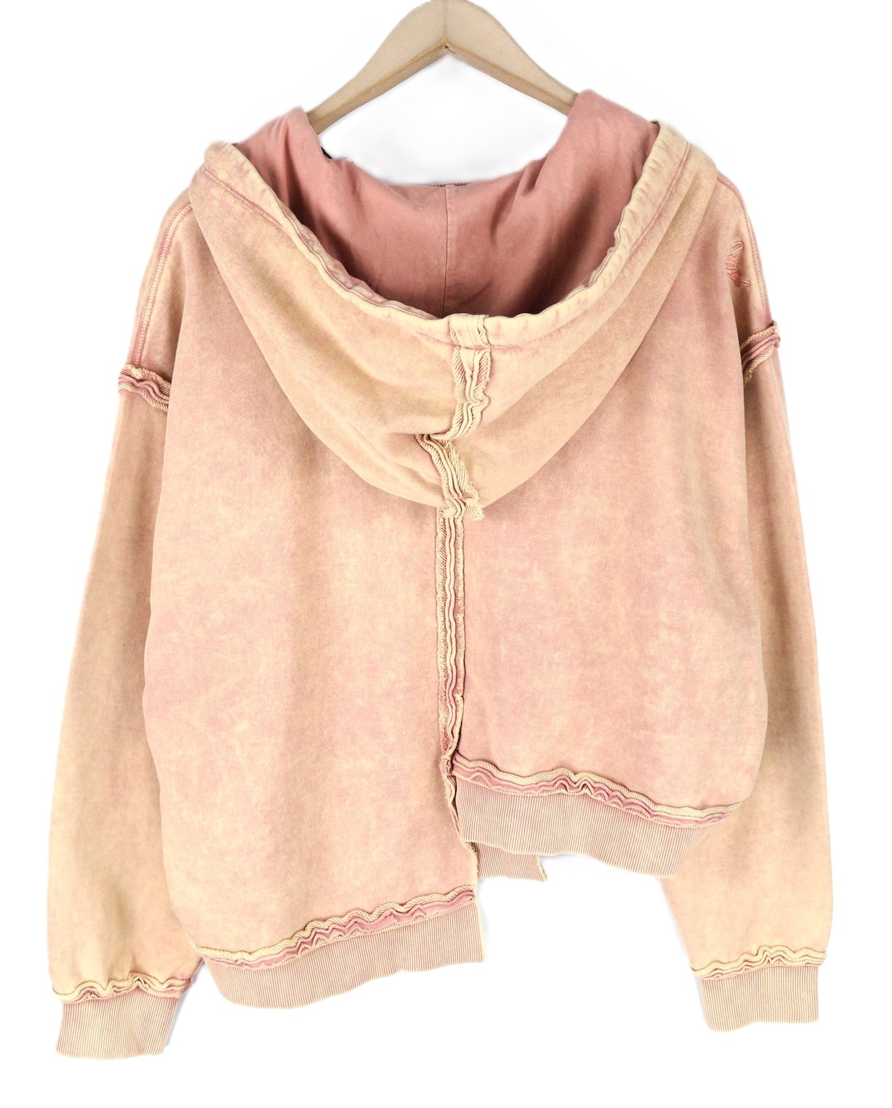 DIESEL F-Mikky Women Hoodie L Light Peach Hooded Asymmetrical Pullover RRP€195