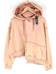 DIESEL F-Mikky Felpa Women Hoodie L Peach Hooded Asymmetrical Pocket RRP€195
