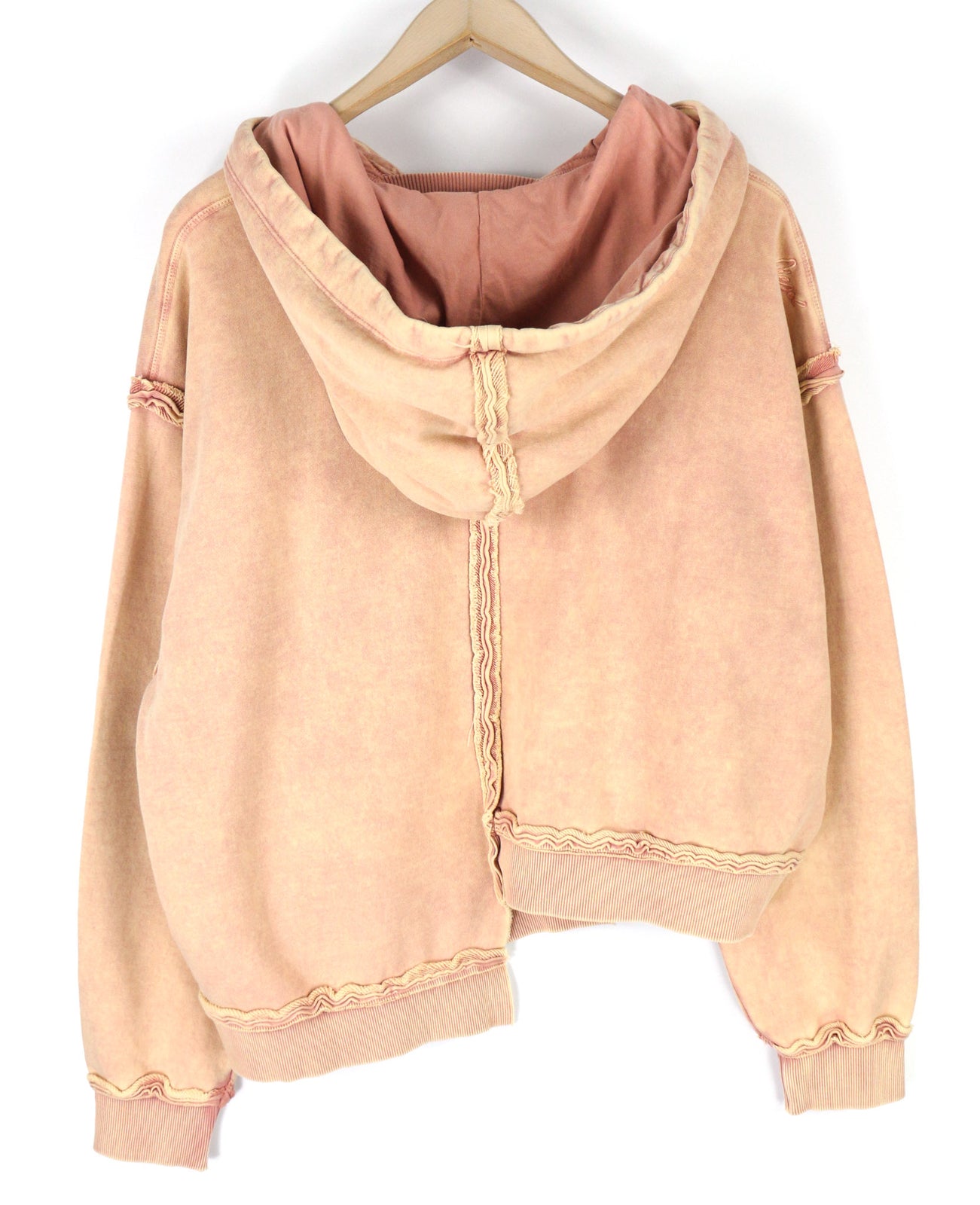 DIESEL F-Mikky Felpa Women Hoodie L Peach Hooded Asymmetrical Pocket RRP€195