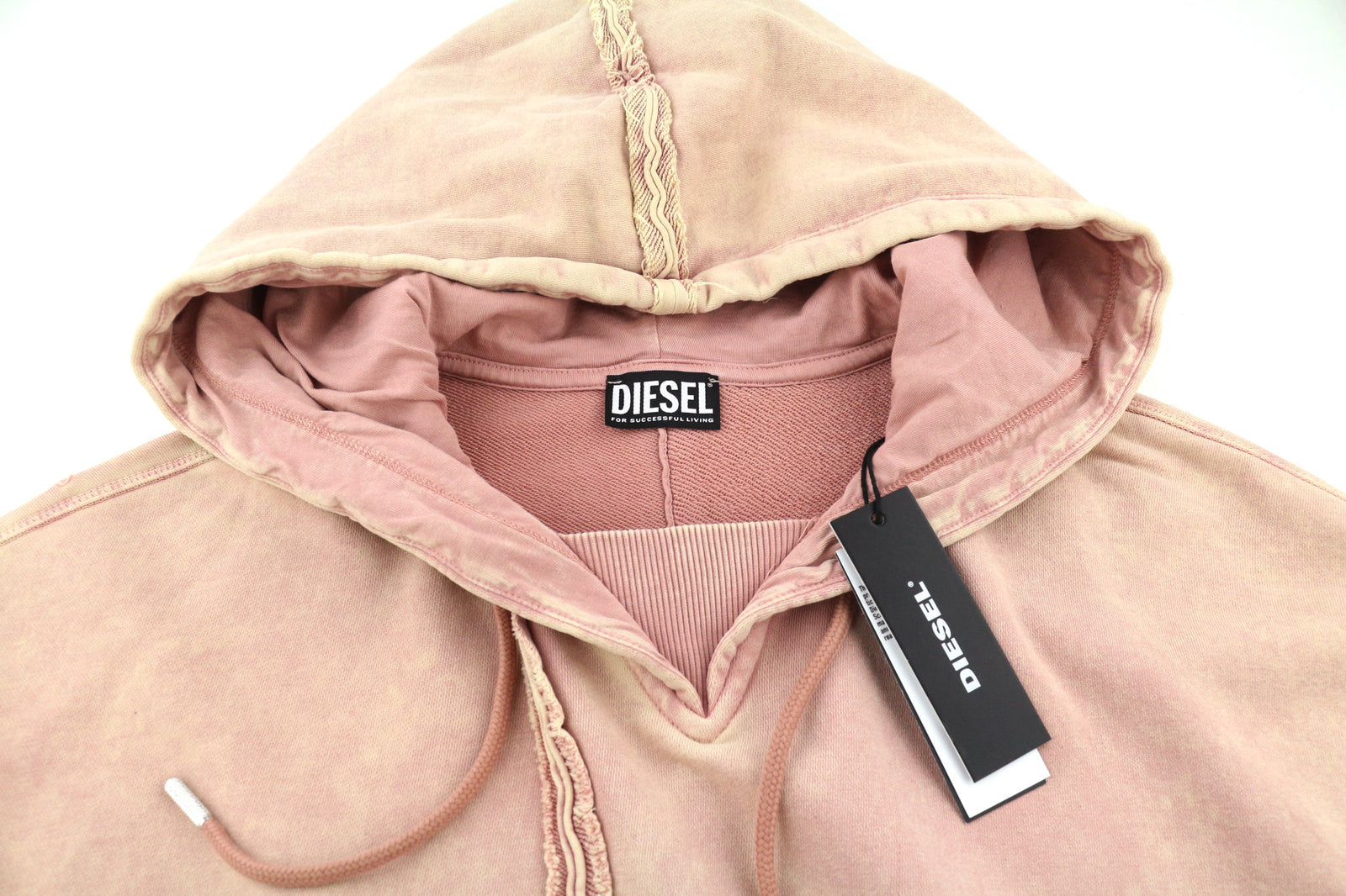 DIESEL F-Mikky Felpa Women Hoodie L Peach Hooded Asymmetrical Pocket RRP€195