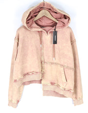DIESEL F-Mikky Felpa Women's Hoodie S Peach Hooded Asymmetrical Pocket RRP€195
