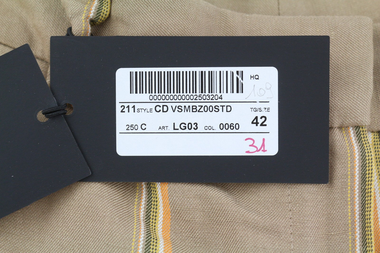 PT TORINO Ambra Women Trousers 42 W30 Linen Blend Pinstriped Turn-Up Zip Brown