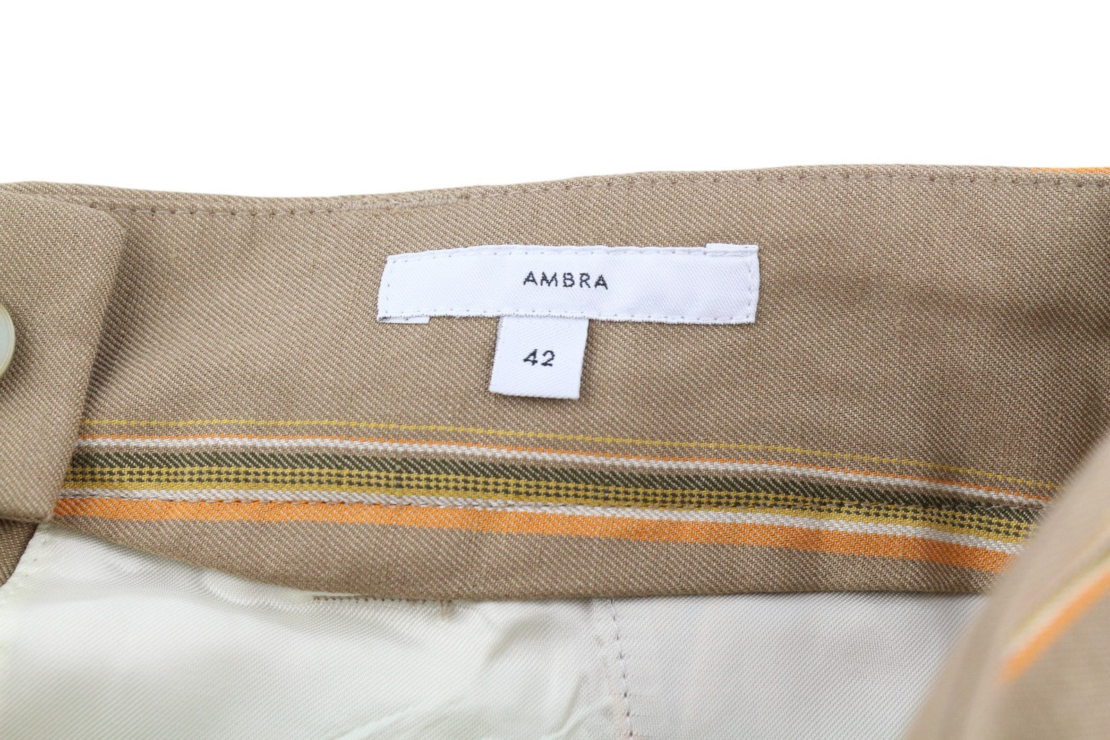 PT TORINO Ambra Women Trousers 42 W30 Linen Blend Pinstriped Turn-Up Zip Brown