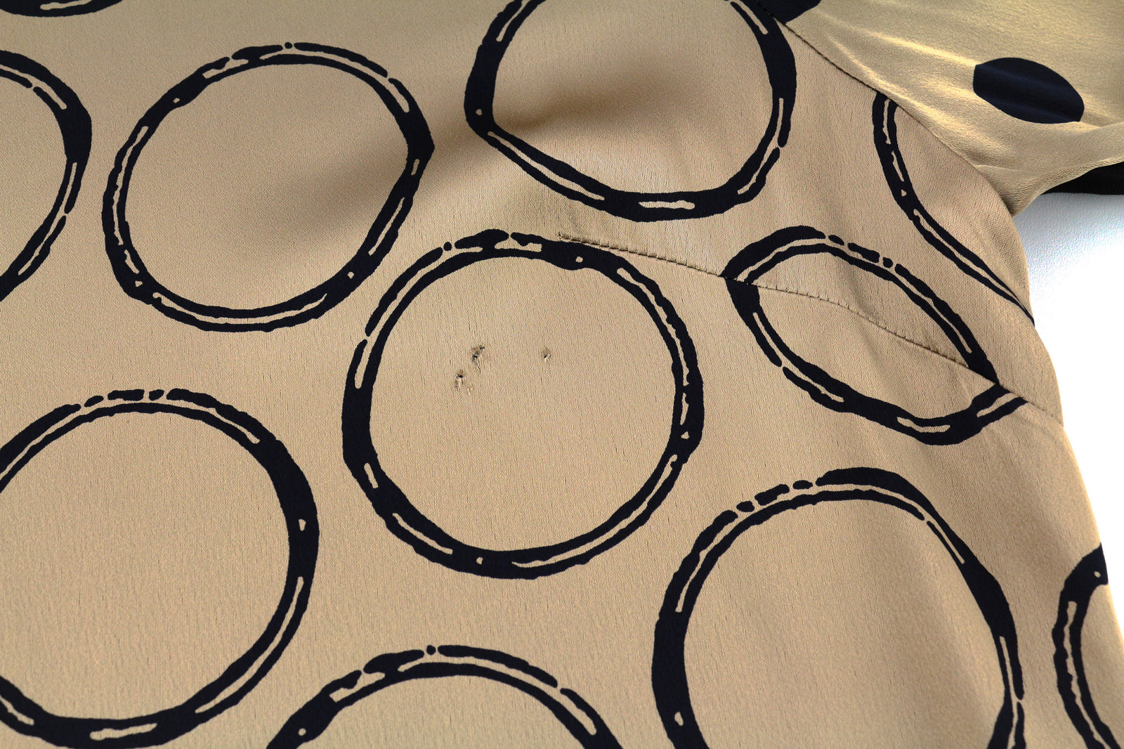 BLEU BLANC ROUGE Magie Women Dress S Beige 3/4 Sleeve Crew Neck Print Short