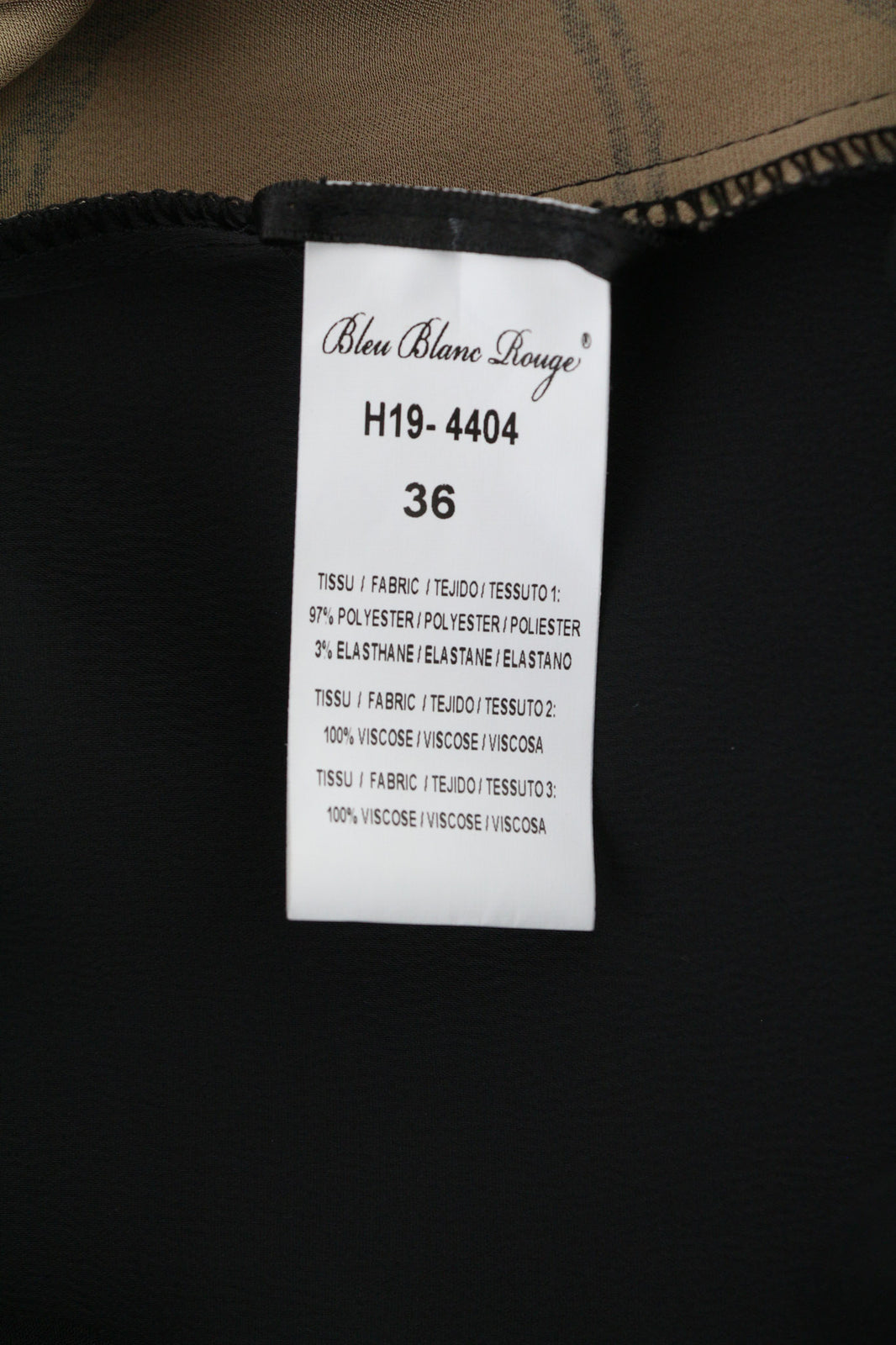 BLEU BLANC ROUGE Magie Women Dress S Beige 3/4 Sleeve Crew Neck Print Short