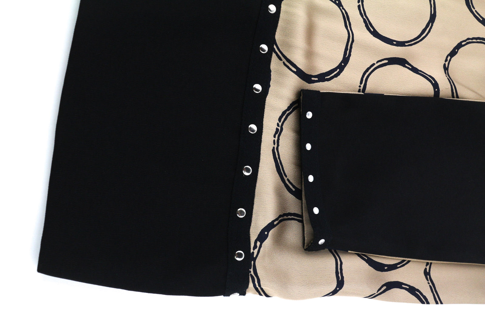 BLEU BLANC ROUGE Magie Women Dress S Beige 3/4 Sleeve Crew Neck Printed Short