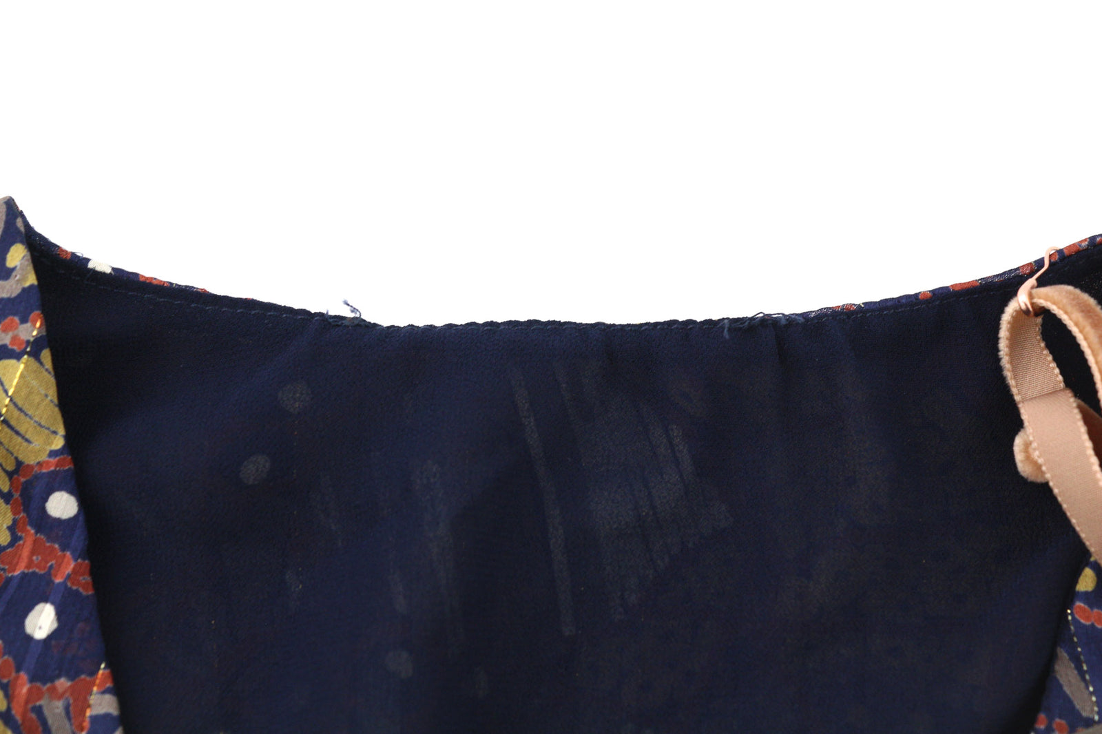 LA FEE MARABOUTEE Women Dress 38 Long Sleeved V-Neck Elastic Waist Printed Short