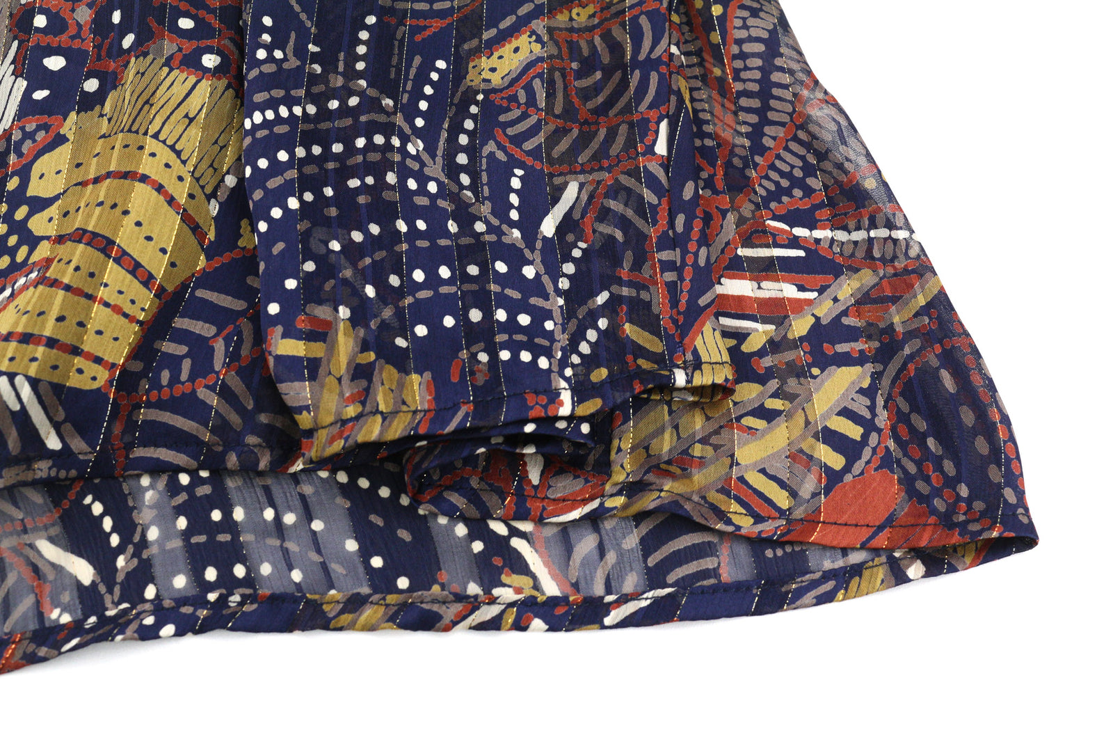 LA FEE MARABOUTEE Women Dress 38 Long Sleeved V-Neck Elastic Waist Printed Short