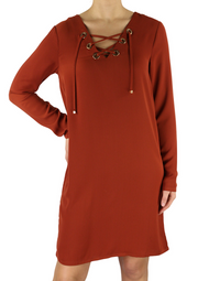 SUPERTRASH Dambi Women Dress 36 Long Sleeves V-Neck Strap Unlined Logo Short