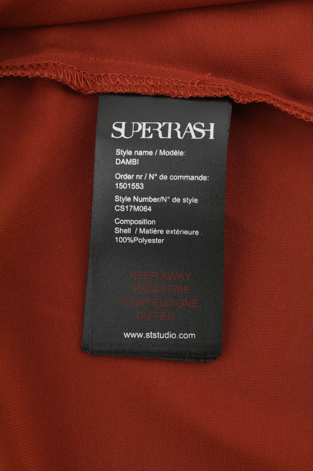 SUPERTRASH Dambi Women Dress 36 Long Sleeves V-Neck Strap Unlined Logo Short