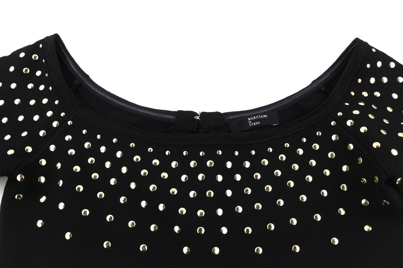 MARCIANO FOR GUESS Women Dress M Black Long Sleeved Open Shoulders Metal Detail