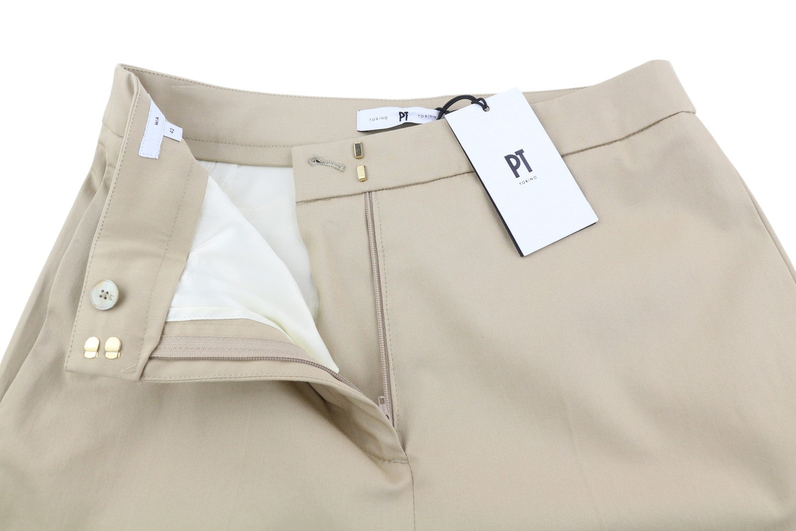 PT TORINO Mia Women Trousers 42 W28 White Flared Leg Floral Ankle High Waist