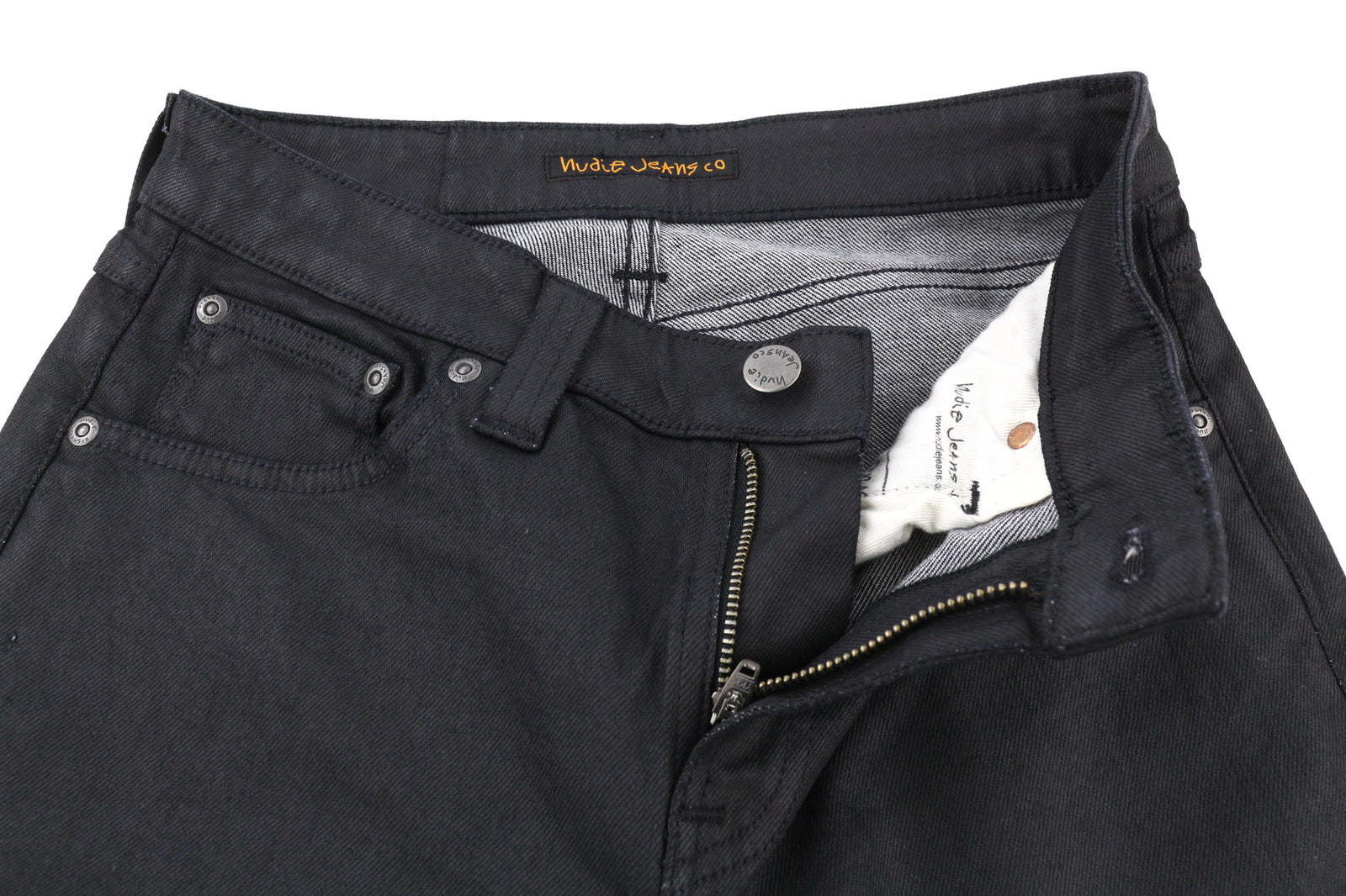 NUDIE JEANS Skinny Lin Men Jeans W28/L32 Black In Black Coated Organic Denim