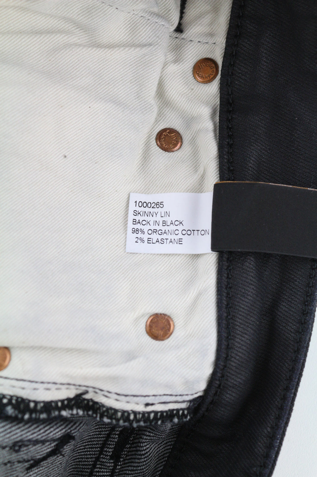 NUDIE JEANS Skinny Lin Men Jeans W28/L32 Black In Black Coated Organic Denim