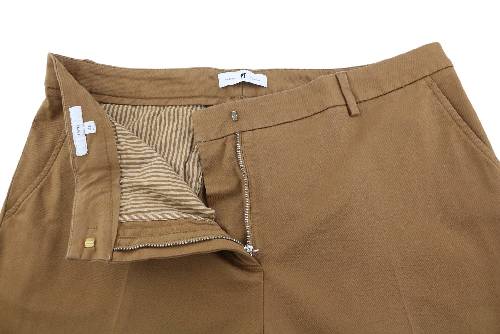 PT TORINO Jaine Women Trousers 46 W33 Brown Bootcut Fit Ankle Length RRP€249