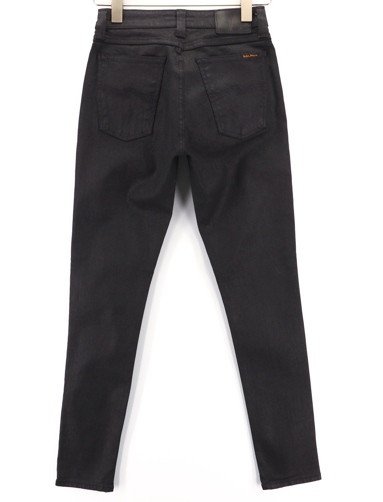 NUDIE JEANS Skinny Lin Men Jeans W28/L32 Black In Black Coated Organic Dark