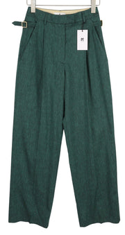 PT TORINO Isabel Women Trousers 40 W26 Fleece Wool Linen Pleated Flared RRP€350