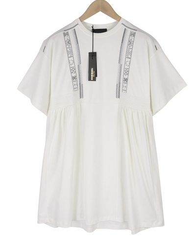 DIESEL Bgtih Women Dress XS Black Gold Short Sleeved Crew Neck Embroidered Short