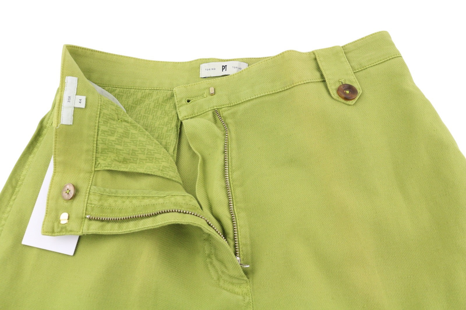 PT TORINO Zoe Women Trousers 44 W30 Green Linen Blend Slim Fit High Waist Cargo