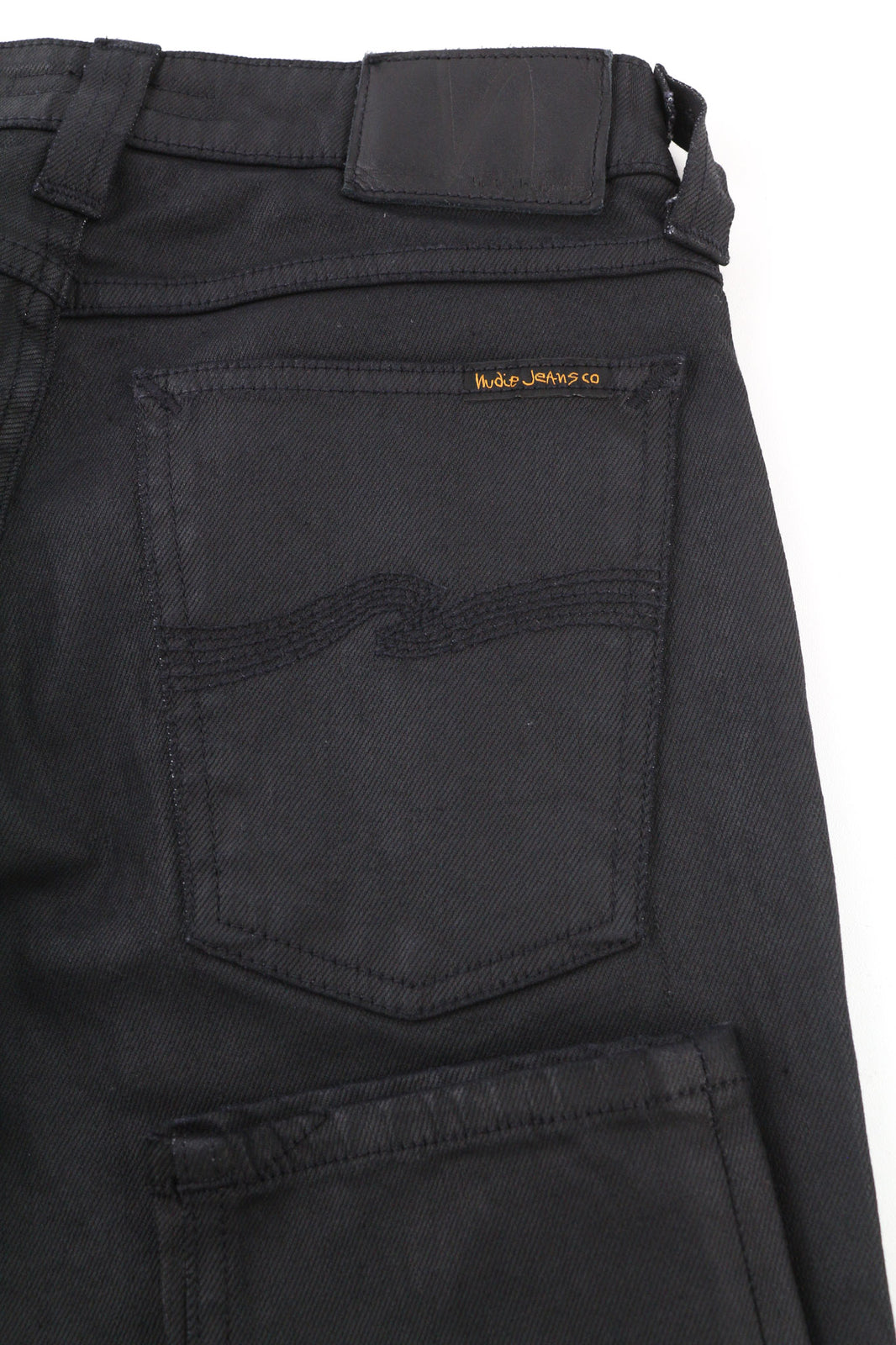 NUDIE JEANS Skinny Lin Men Jeans W28/L32 Black In Black Coated Organic Zip Fly
