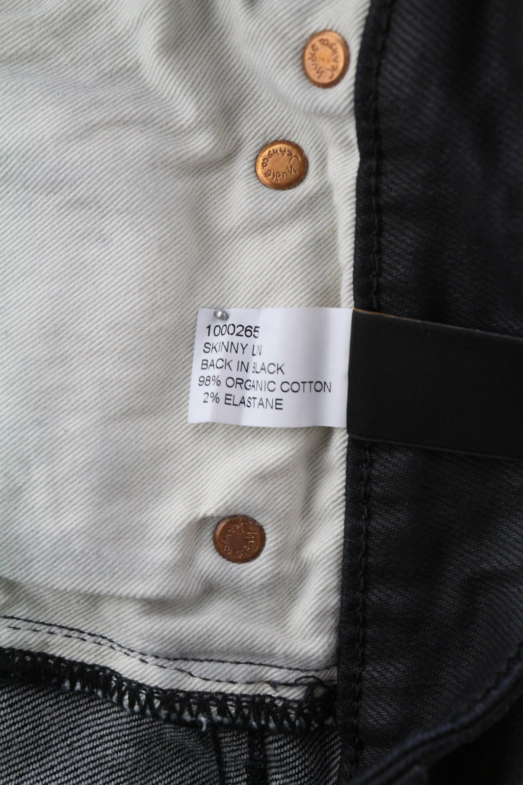 NUDIE JEANS Skinny Lin Men Jeans W28/L32 Black In Black Coated Organic Zip Fly