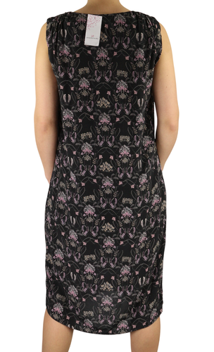 JACQUELINE RIU Rjapa196 Women Dress 38 Dark Sleeveless V-Neck Flower Pattern