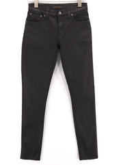 NUDIE JEANS Skinny Lin Men Jeans W28/L32 Black In Black Coated Cotton Zip Fly