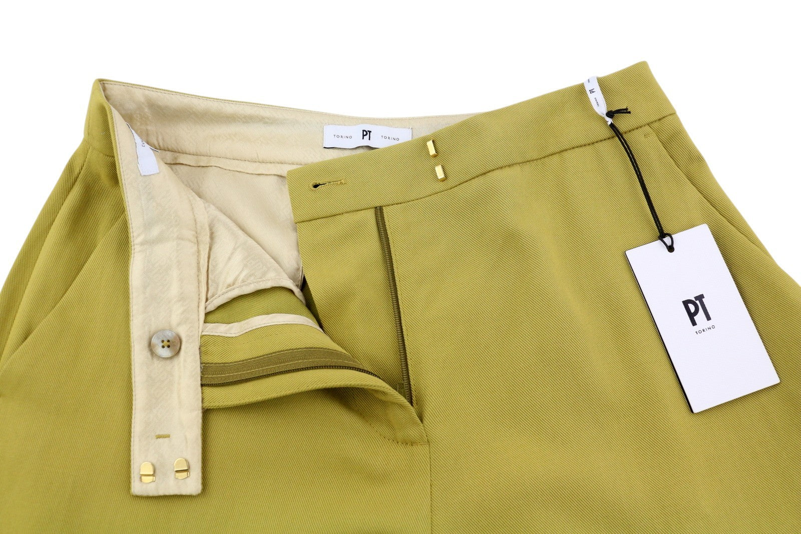 PT TORINO Colette Women Trousers 40 W28 Green Turn Up Ankle Linen Blend RRP€315