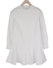 SUISTUDIO Dylan Women Dress UK6 White Cotton Long Sleeved Crew Neck Logo Short