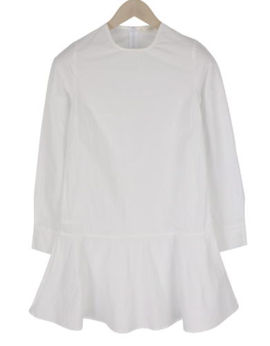 SUISTUDIO Dylan Women Dress UK6 White Cotton Long Sleeved Crew Neck Logo Short