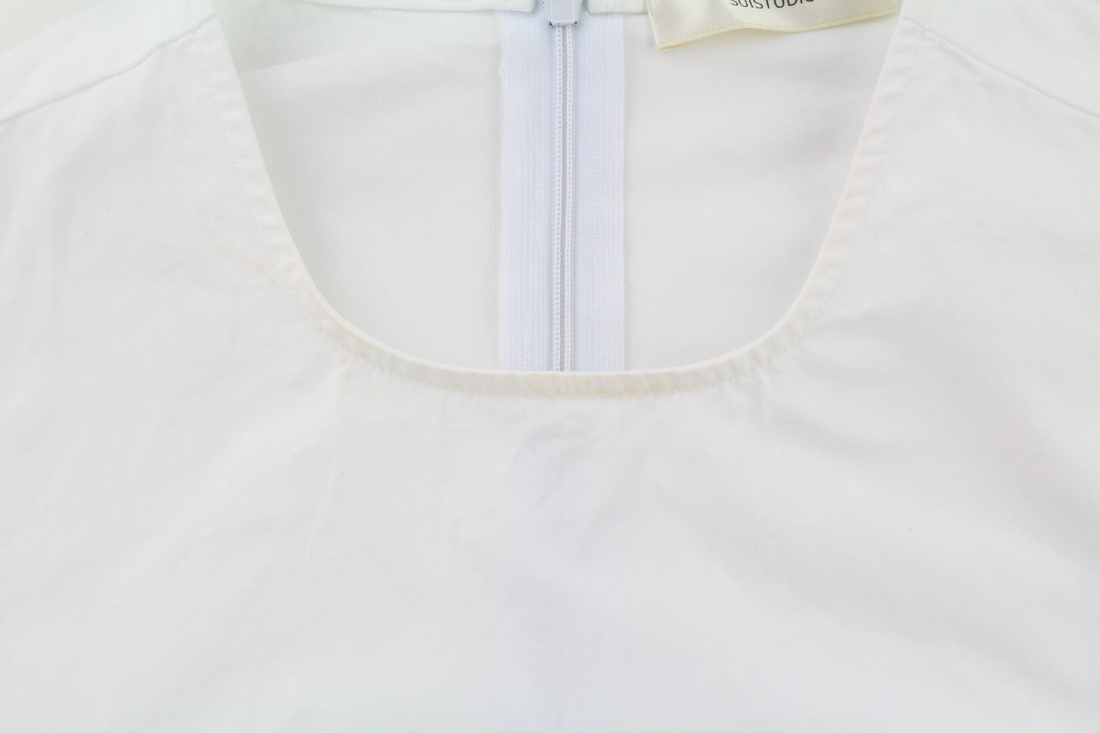 SUISTUDIO Dylan Women Dress UK6 White Cotton Long Sleeved Crew Neck Logo Short