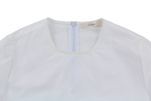 SUISTUDIO Dylan Women Dress UK6 White Cotton Long Sleeved Crew Neck Logo Short