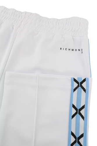 RICHMOND Men TrackSuit M White 2 Piece Zipped Pockets Elastic Waist Logo Casual