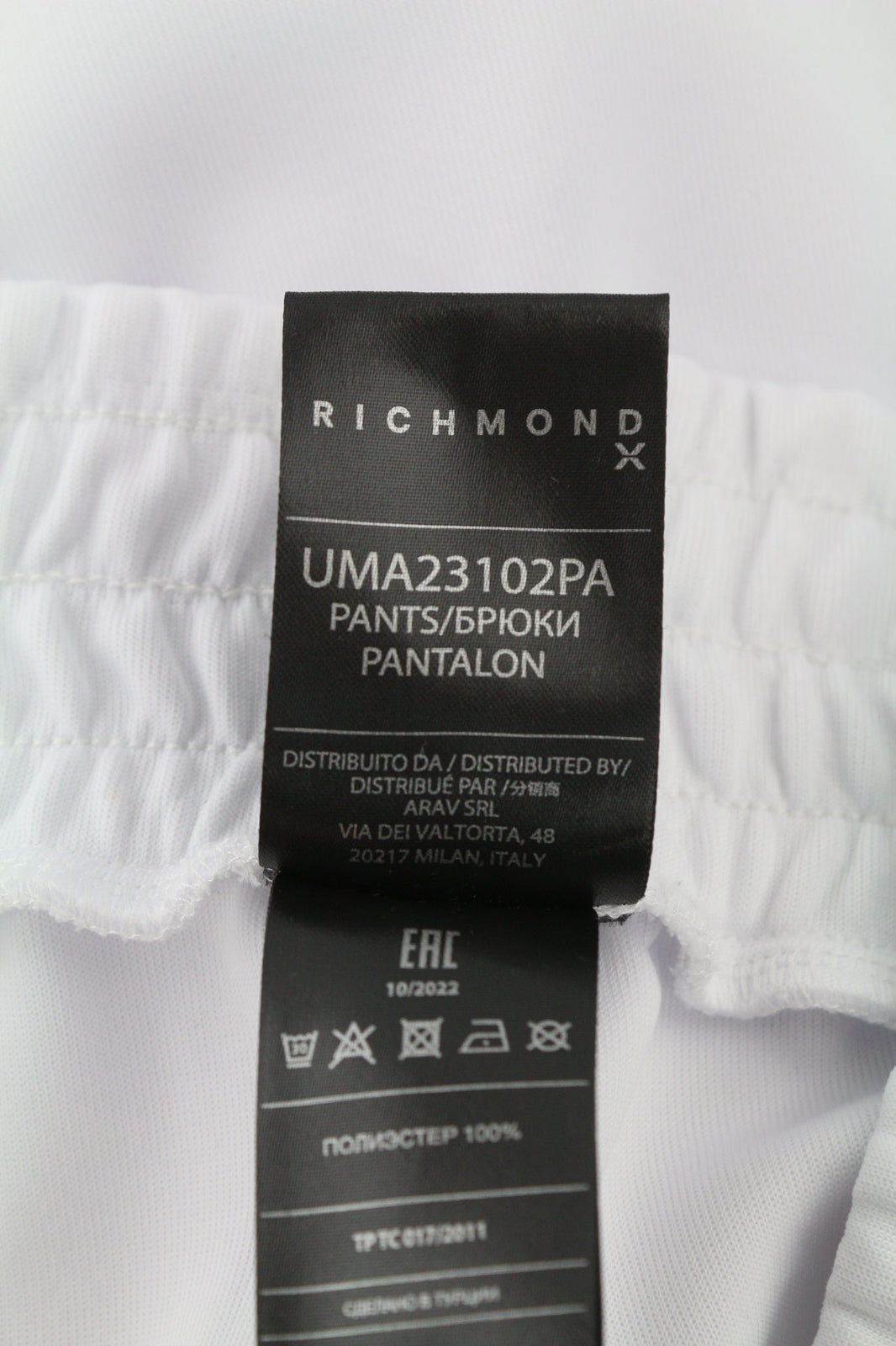 RICHMOND Men TrackSuit M White 2 Piece Zipped Pockets Elastic Waist Logo Casual