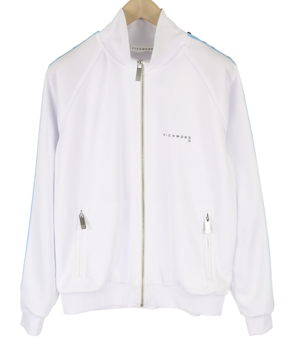 RICHMOND Men TrackSuit M White 2 Piece Zipped Pockets Elastic Waist Logo Casual