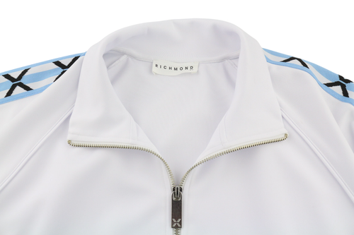 RICHMOND Men TrackSuit M White 2 Piece Zipped Pockets Elastic Waist Logo Casual