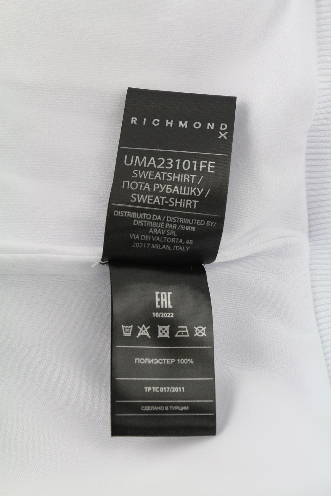 RICHMOND Men TrackSuit M White 2 Piece Zipped Pockets Elastic Waist Logo Casual