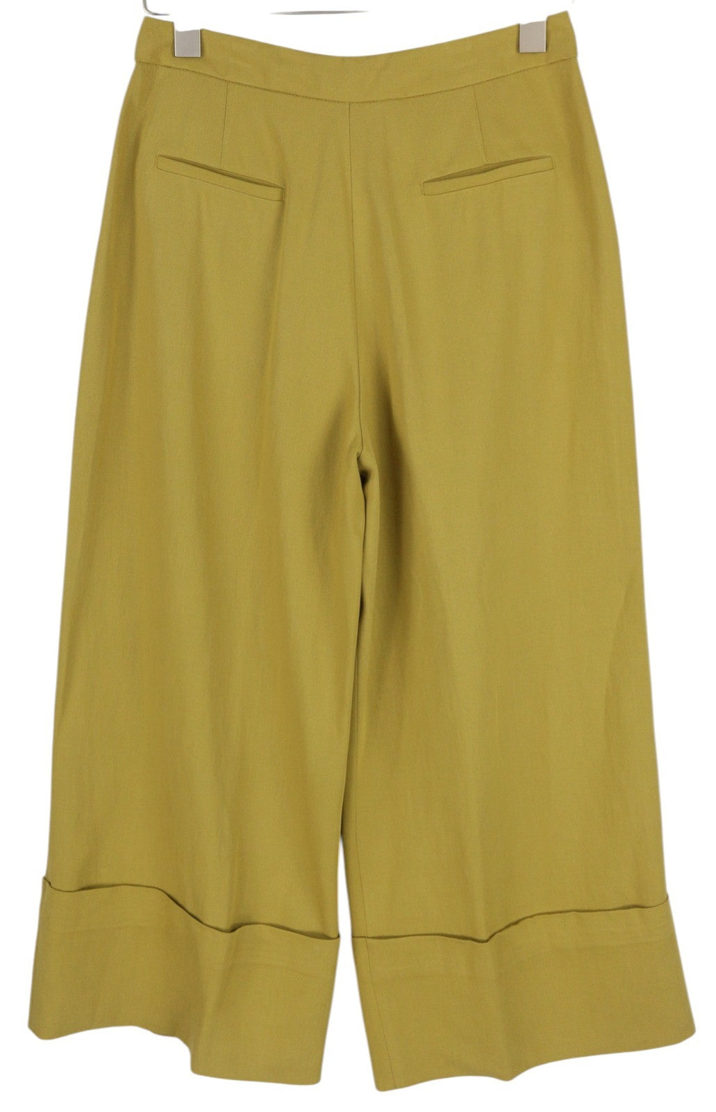 PT TORINO Colette Women Trousers 42 W30 Green Turn Up Ankle Linen Blend RRP€315