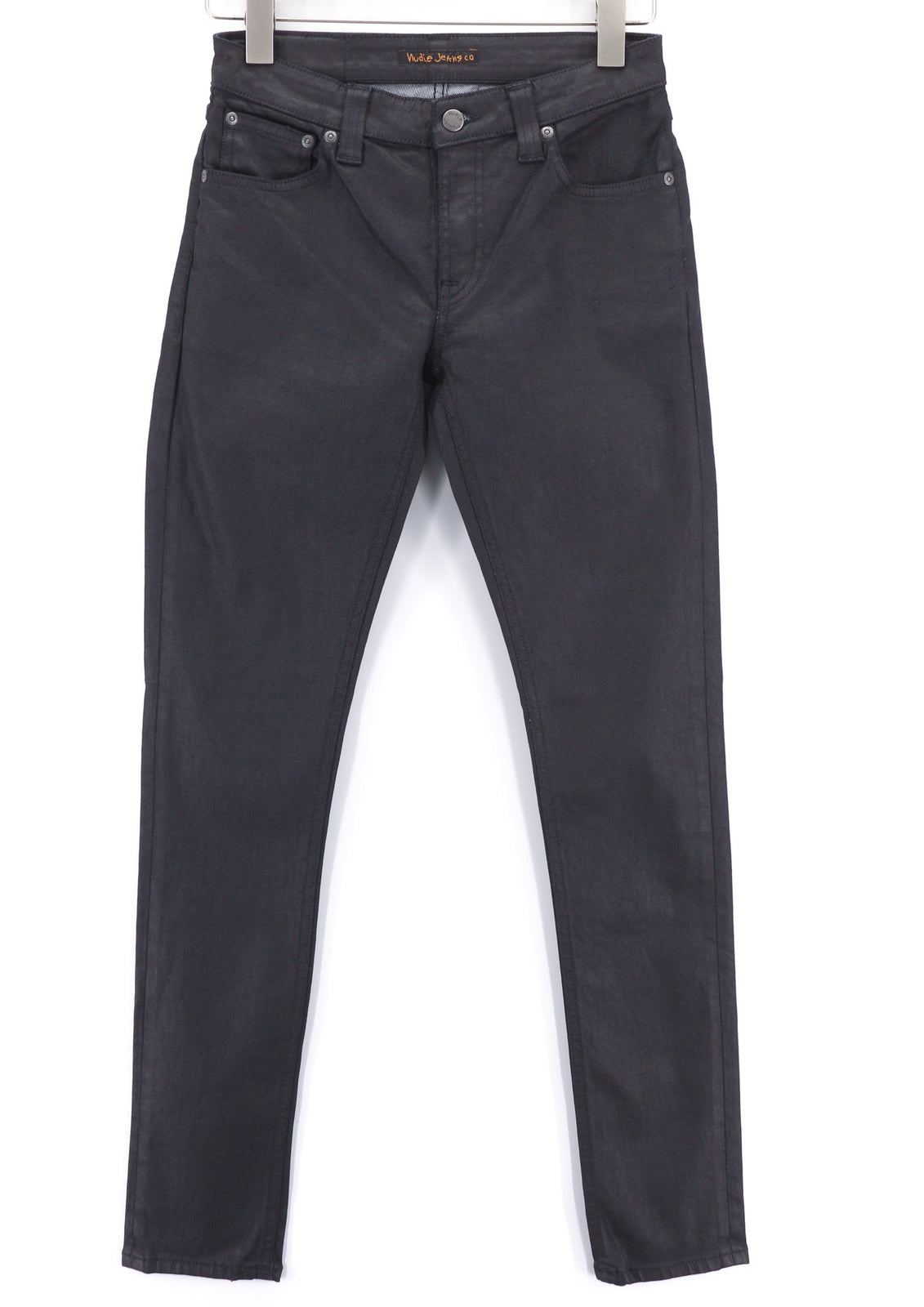 NUDIE JEANS Skinny Lin Men Jeans W28/L32 Black In Black Coated Organic Zipper