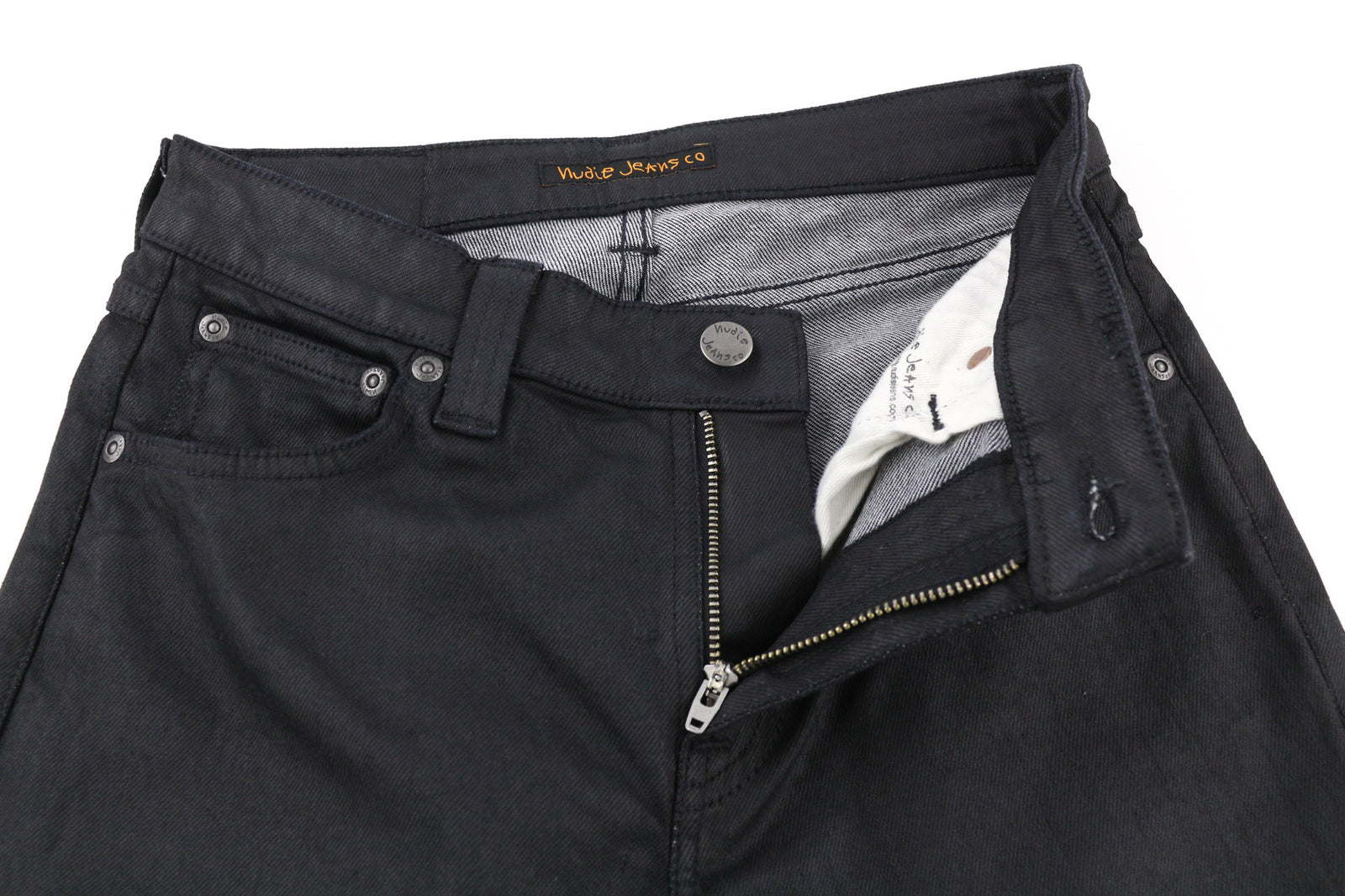 NUDIE JEANS Skinny Lin Men Jeans W28/L32 Black In Black Coated Organic Zipper