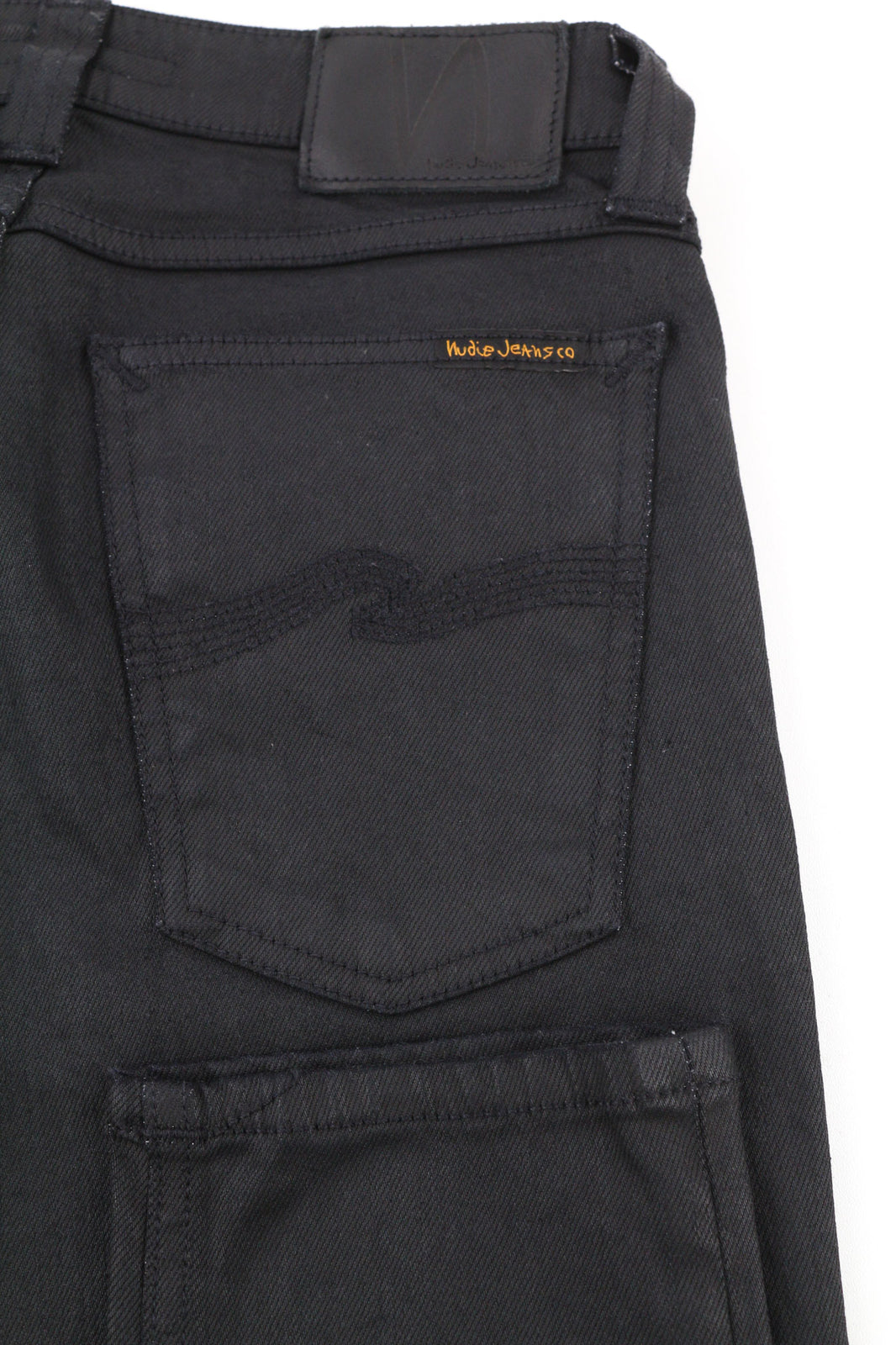 NUDIE JEANS Skinny Lin Men Jeans W28/L32 Black In Black Coated Organic Zipper