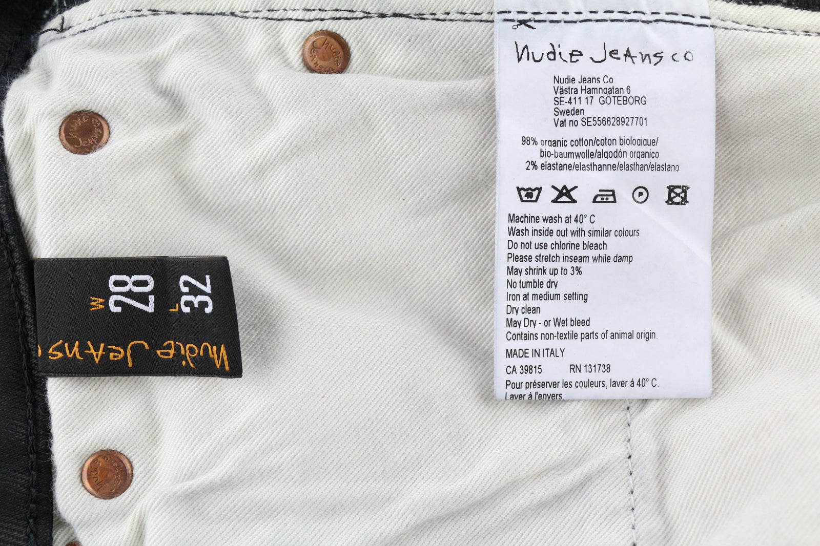 NUDIE JEANS Skinny Lin Men Jeans W28/L32 Black In Black Coated Organic Zipper