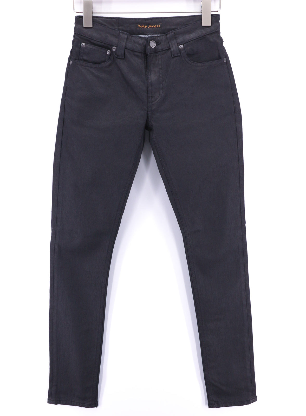 NUDIE JEANS Skinny Lin Men Jeans W28/L32 Black In Black Coated Organic Cotton