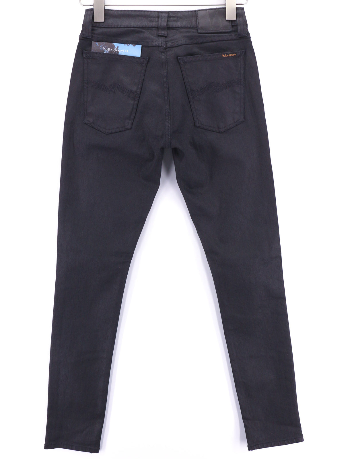 NUDIE JEANS Skinny Lin Men Jeans W28/L32 Black In Black Coated Organic Cotton