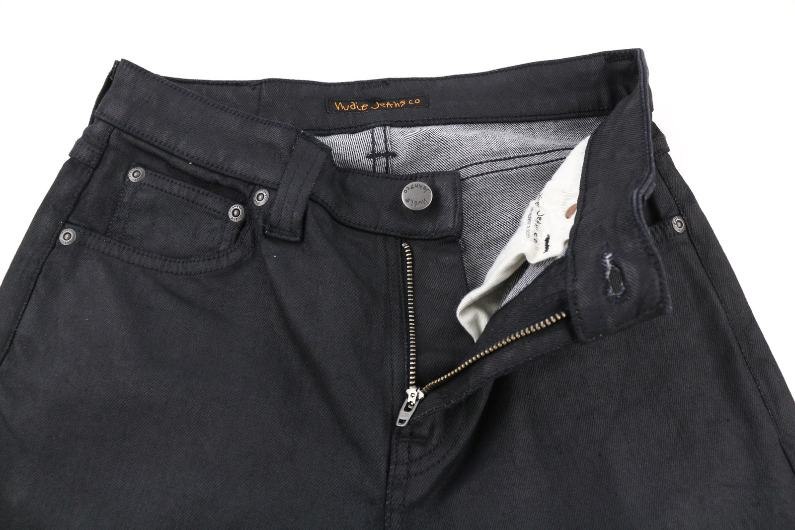 NUDIE JEANS Skinny Lin Men Jeans W28/L32 Black In Black Coated Organic Cotton