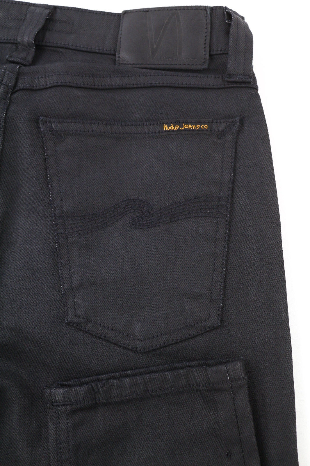 NUDIE JEANS Skinny Lin Men Jeans W28/L32 Black In Black Coated Organic Cotton