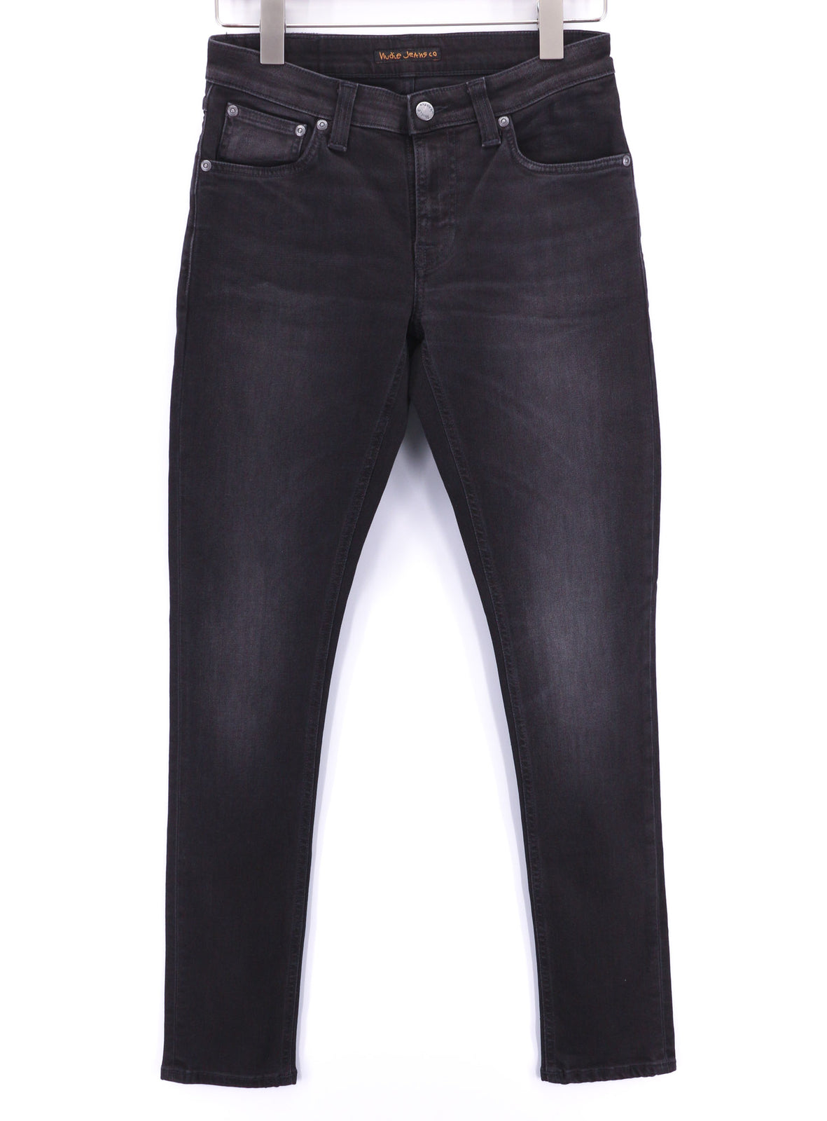 NUDIE JEANS Skinny Lin Men Jeans W29/L32 Black Habit Washed Dark Denim Logo