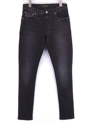 NUDIE JEANS Skinny Lin Men Jeans W29/L32 Black Habit Washed Dark Denim Logo